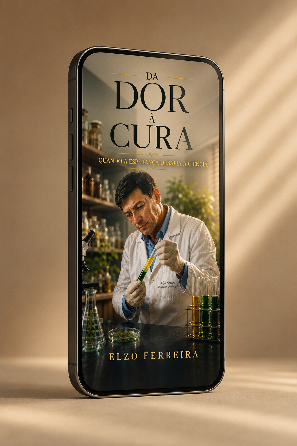 Mockup da versão digital do livro Da Dor à Cura em um celular