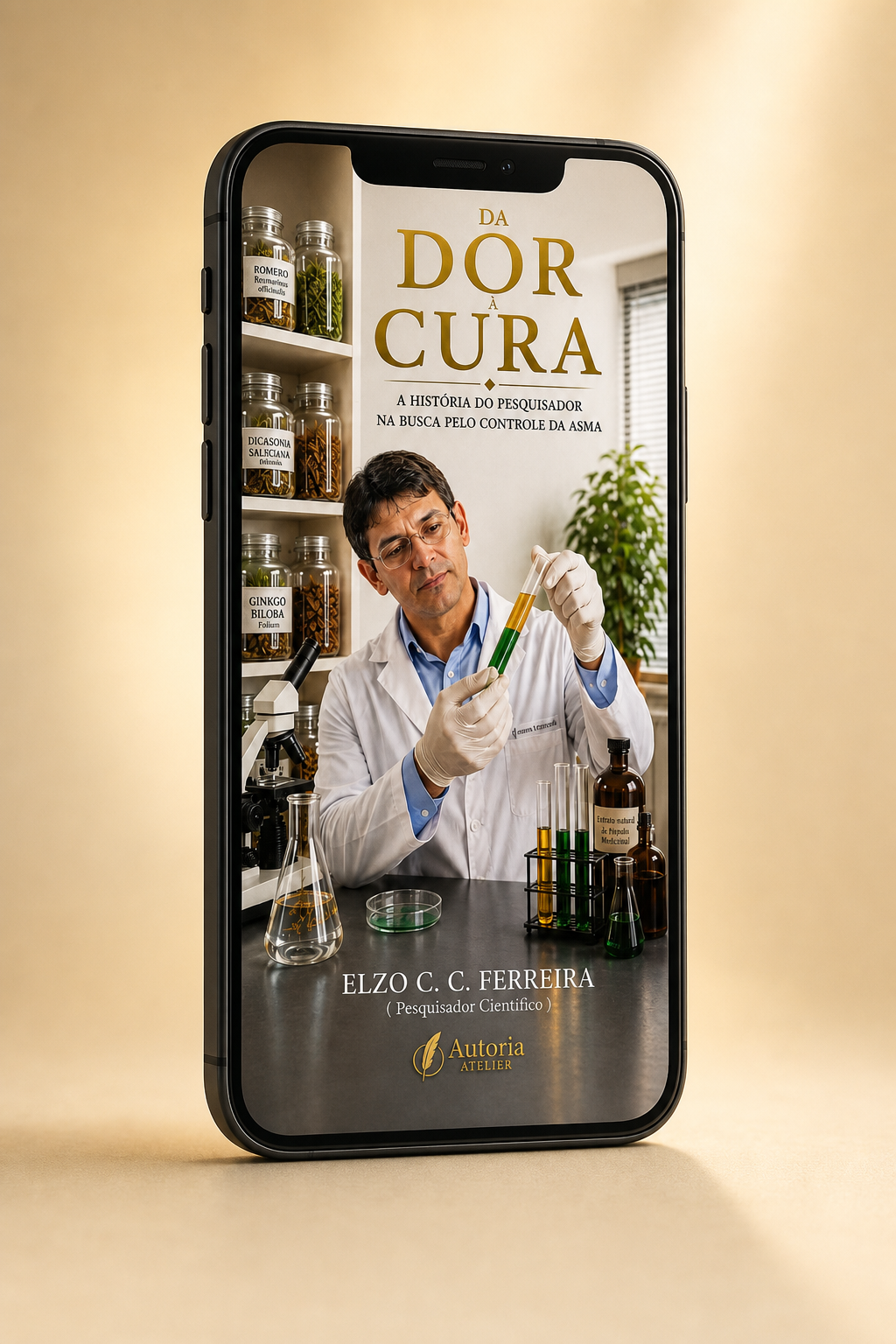 Versão digital do livro Da Dor à Cura exibida em um celular