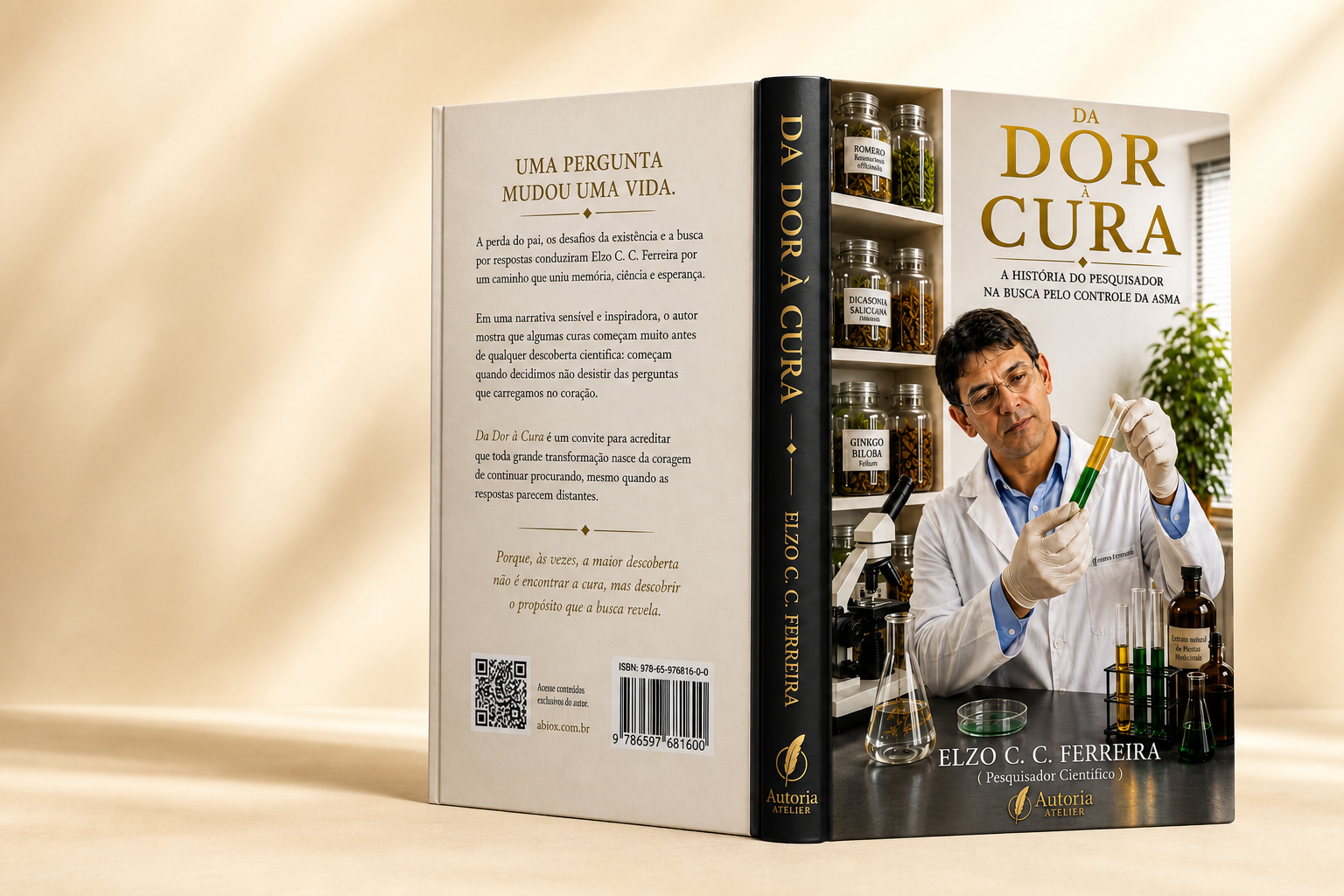 Capa, lombada e contracapa do livro Da Dor à Cura, de Elzo C. C. Ferreira